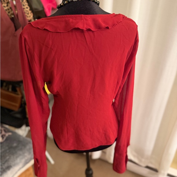 Garage Red Ruffle Tie-Front Blouse - Picture 3 of 6